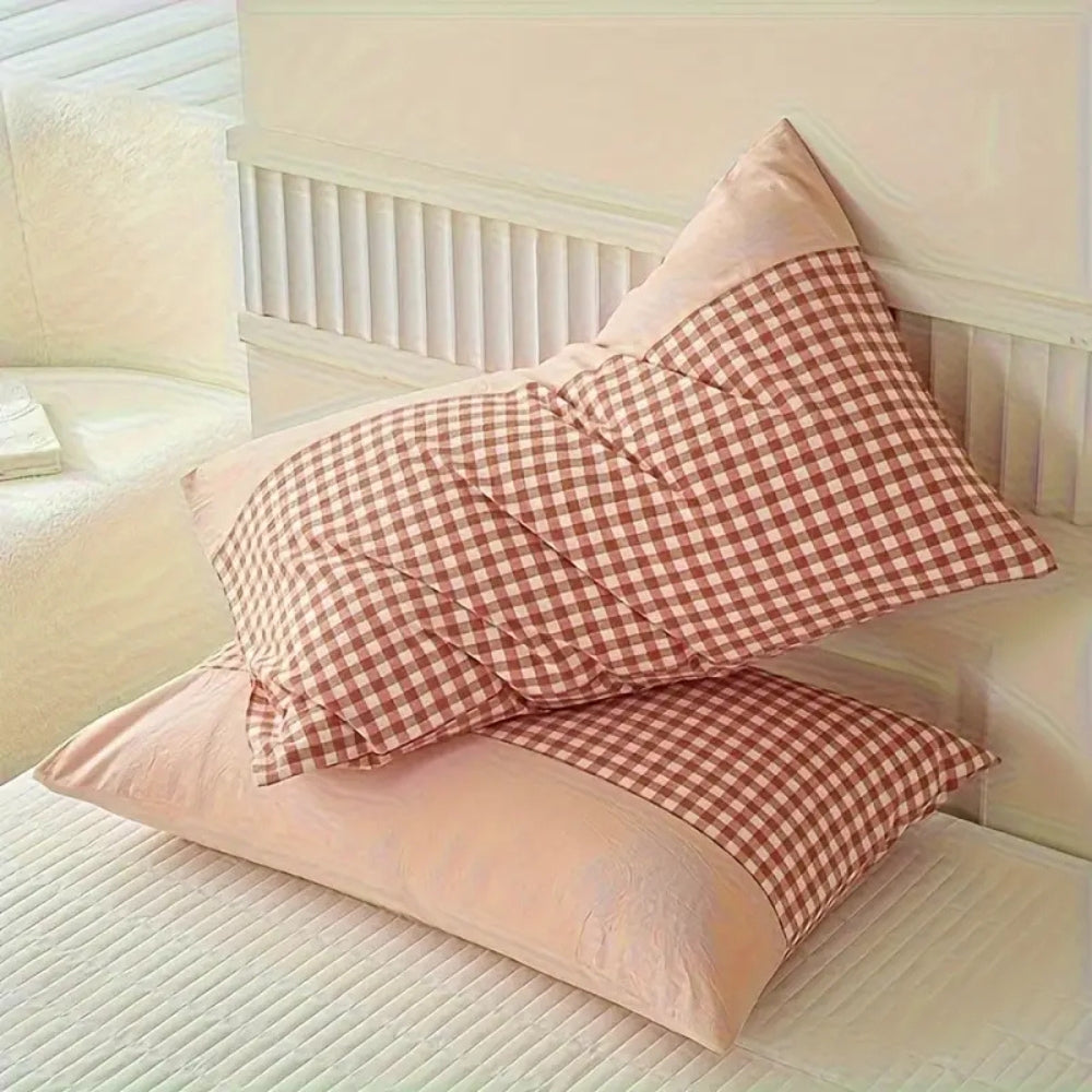 Gingham Microfibre Pillowcase 48x74cm