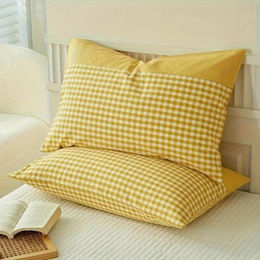 Gingham Microfibre Pillowcase 48x74cm
