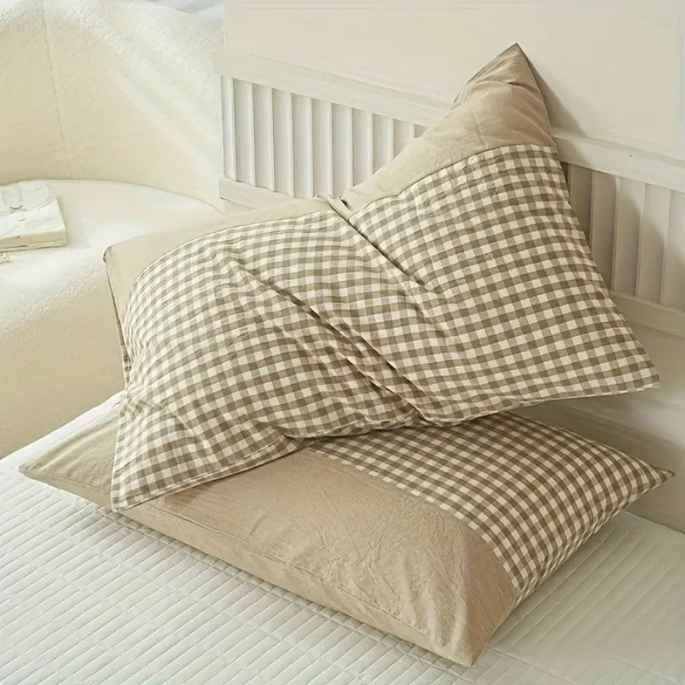 Gingham Microfibre Pillowcase 48x74cm