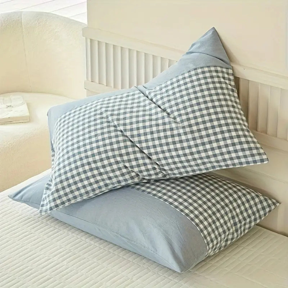 Gingham Microfibre Pillowcase 48x74cm