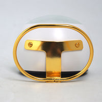Round Metal and Glass Table Clock 13cm