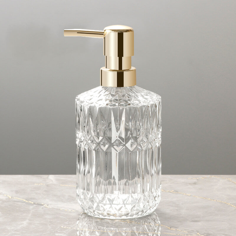Faceted Glass Soap Dispenser 390ml