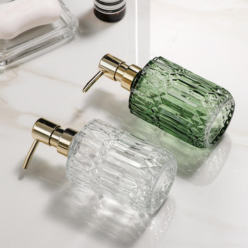 Faceted Glass Soap Dispenser 390ml