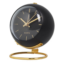 Round Metal and Glass Table Clock 13cm