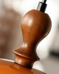 Delvec walnut wood finial detail close-up