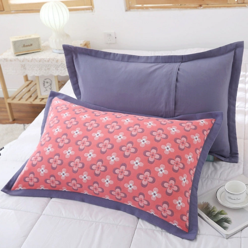 Floral Print Cotton Pillowcase Pair