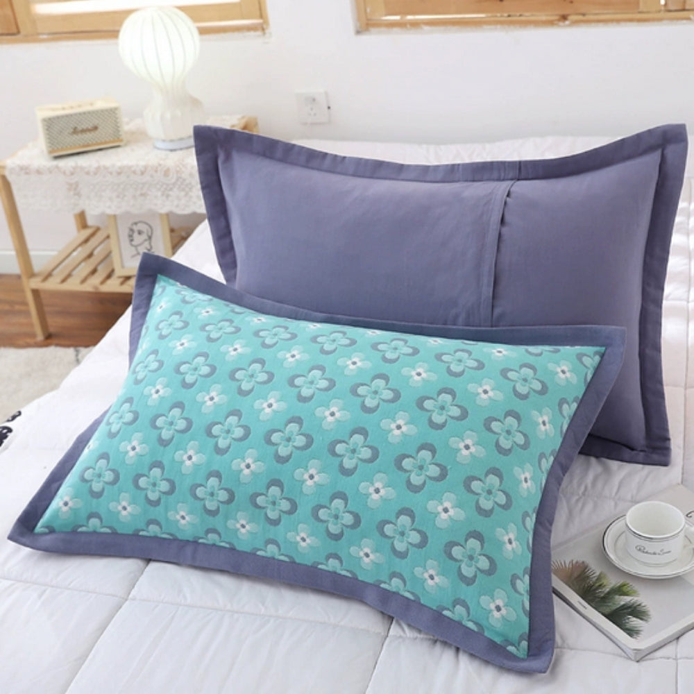 Floral Print Cotton Pillowcase Pair