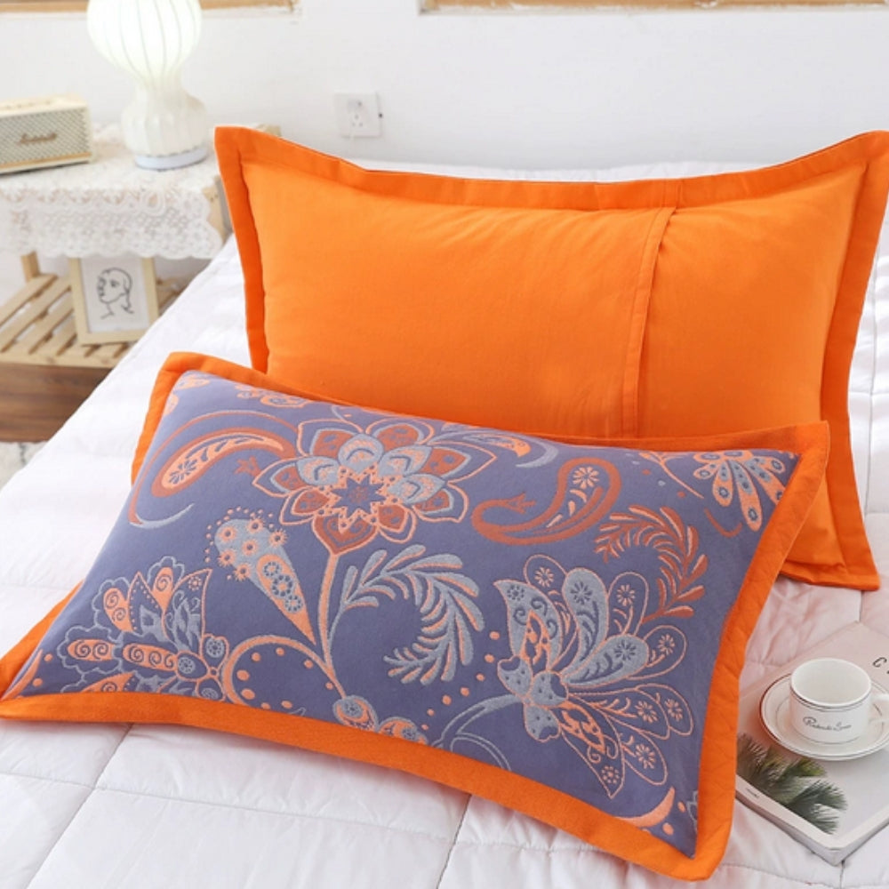 Floral Print Cotton Pillowcase Pair