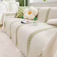 Leaf Print Chenille Sofa Cover