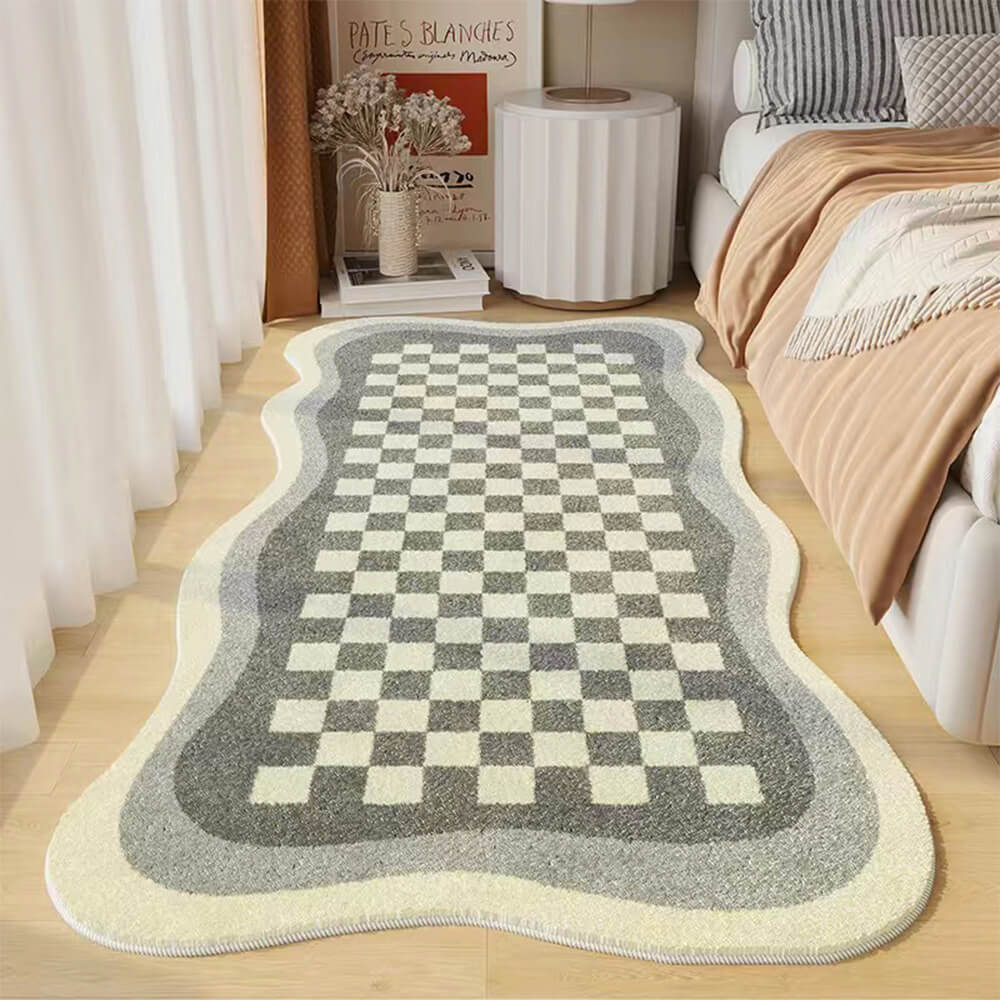 Checkerboard Irregular Bedside Rug