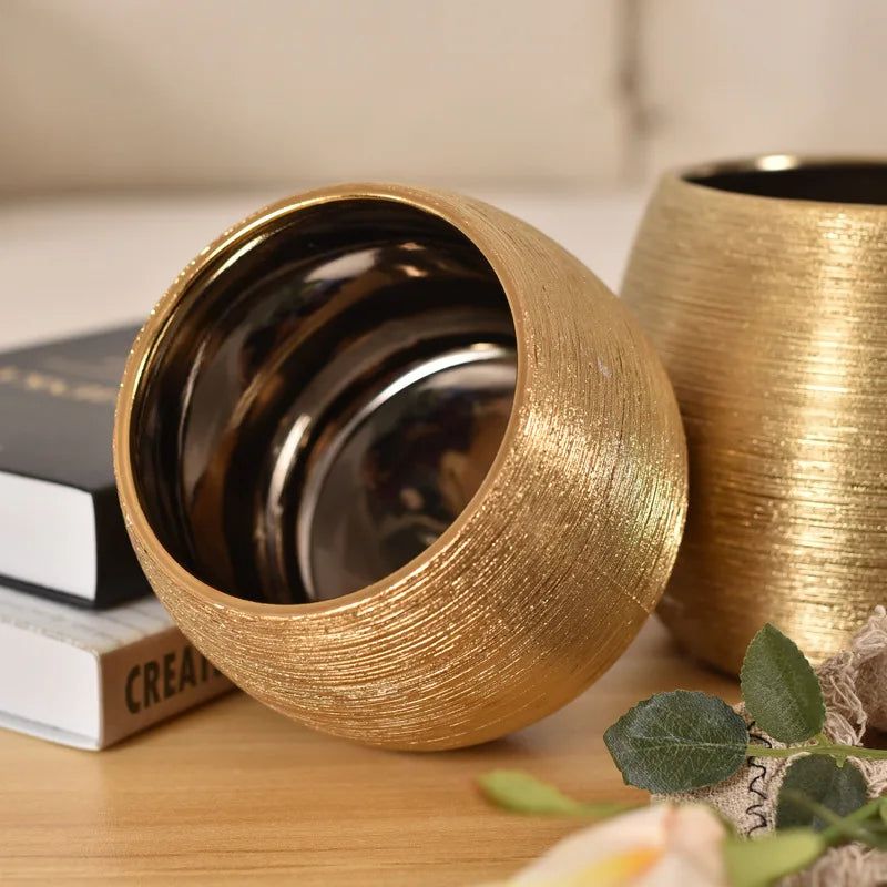 Gold Glazed Ceramic Plant Pot