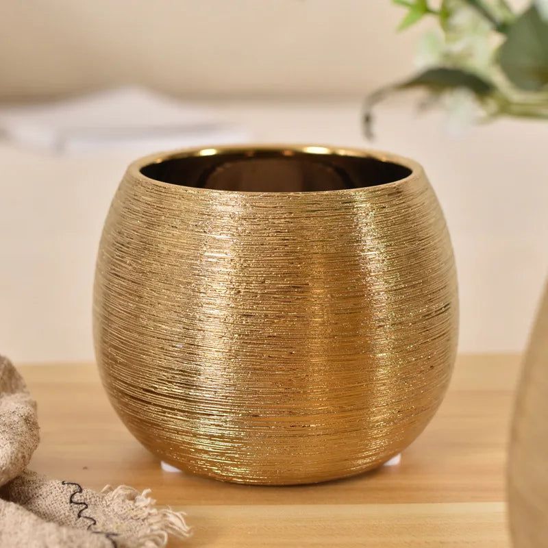 Gold Glazed Ceramic Plant Pot