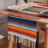 Striped Serape Fringed Throw Blanket