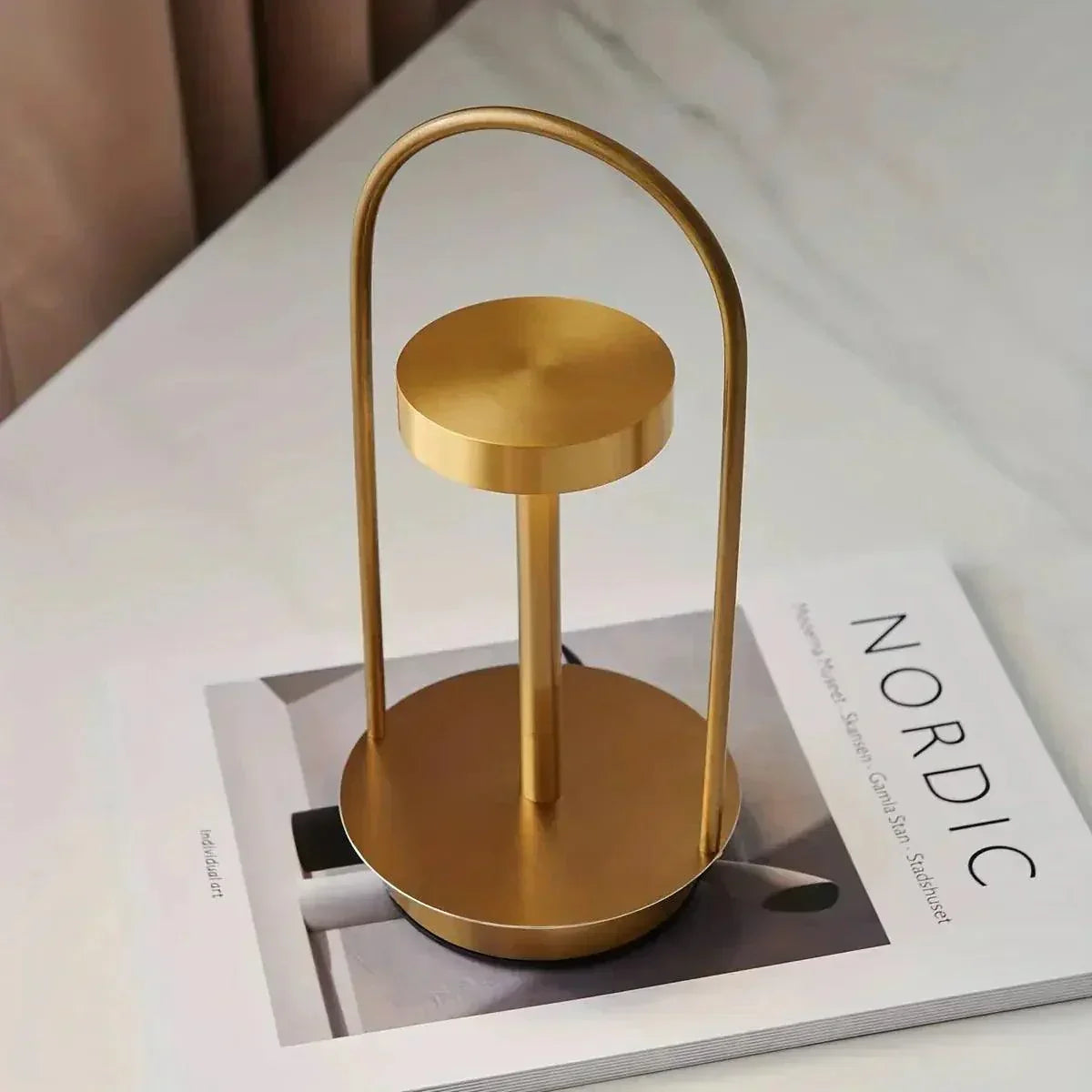 Brushed Metal Cordless Table Lamp