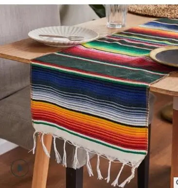 Striped Serape Fringed Throw Blanket