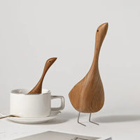 Nordic Carved Wood Goose Figure