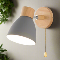 Wooden Pull-Switch Wall Light