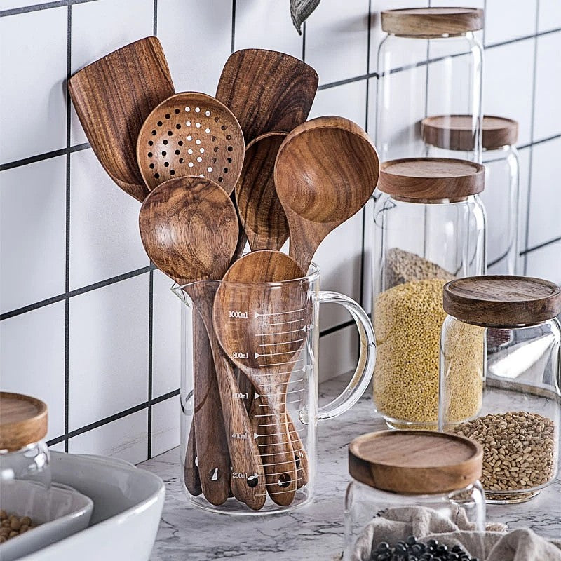 NordTeak Seven-Piece Teak Utensil Set