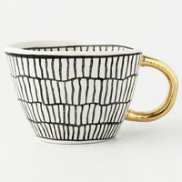 Geometric Ceramic Mug, Gold Handle