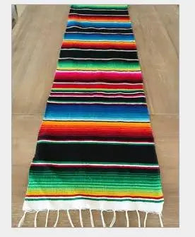 Striped Serape Fringed Throw Blanket