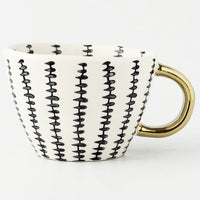 Geometric Ceramic Mug, Gold Handle
