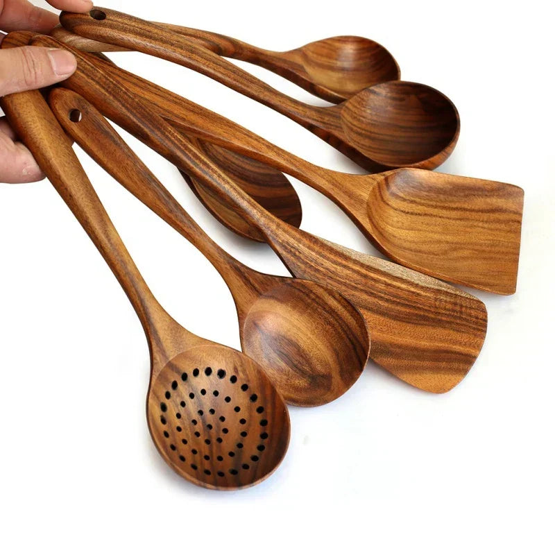 NordTeak Seven-Piece Teak Utensil Set