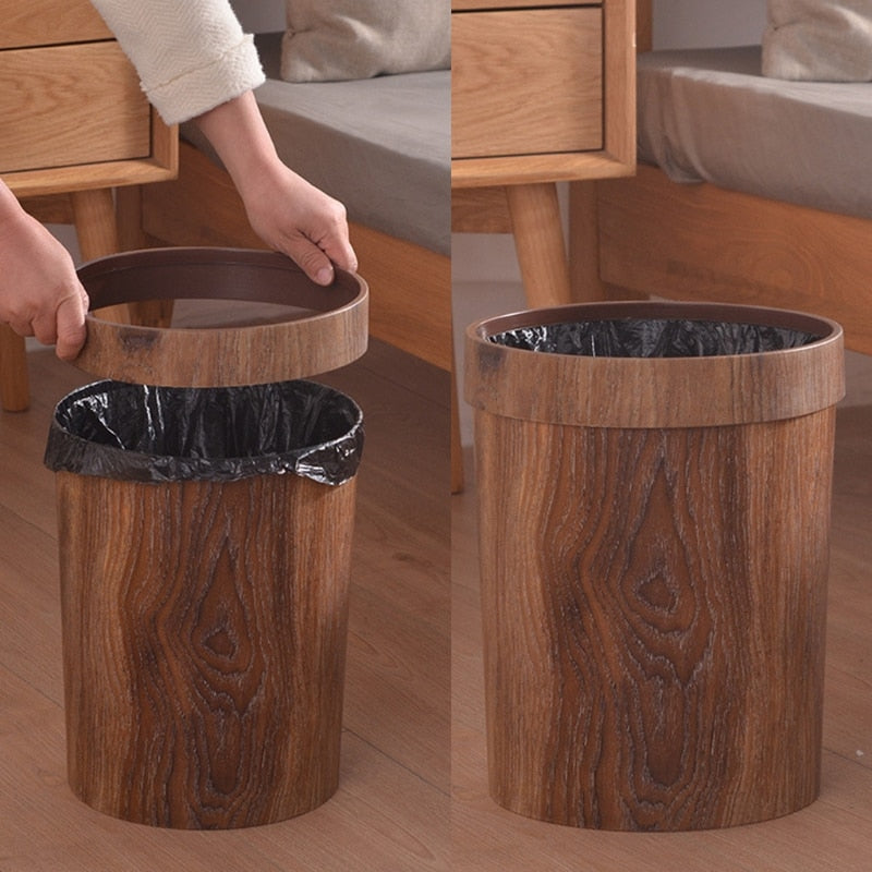 Wood-Effect Waste Bin, 8 Litre