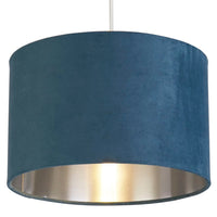 Teal Velvet Drum Lampshade 28cm