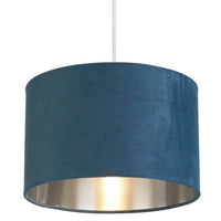 Teal Velvet Drum Lampshade 28cm