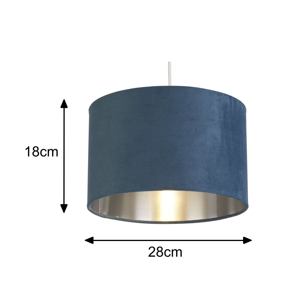 Teal Velvet Drum Lampshade 28cm