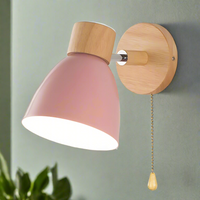 Wooden Pull-Switch Wall Light
