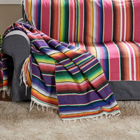 Striped Serape Fringed Throw Blanket