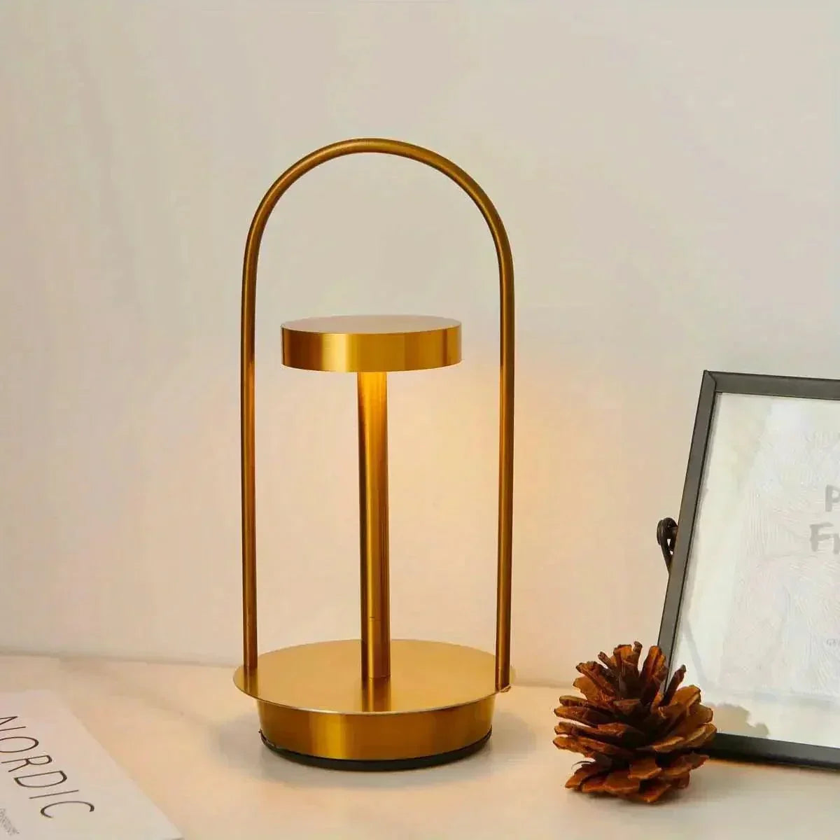 Brushed Metal Cordless Table Lamp