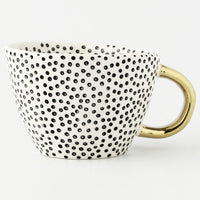 Geometric Ceramic Mug, Gold Handle