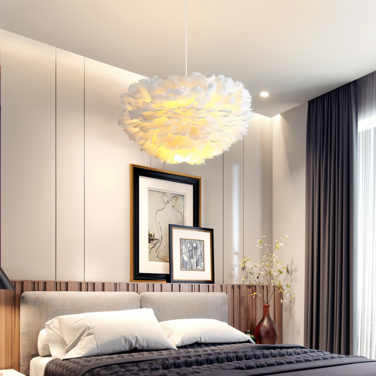 Feather Shade Pendant Light 30cm