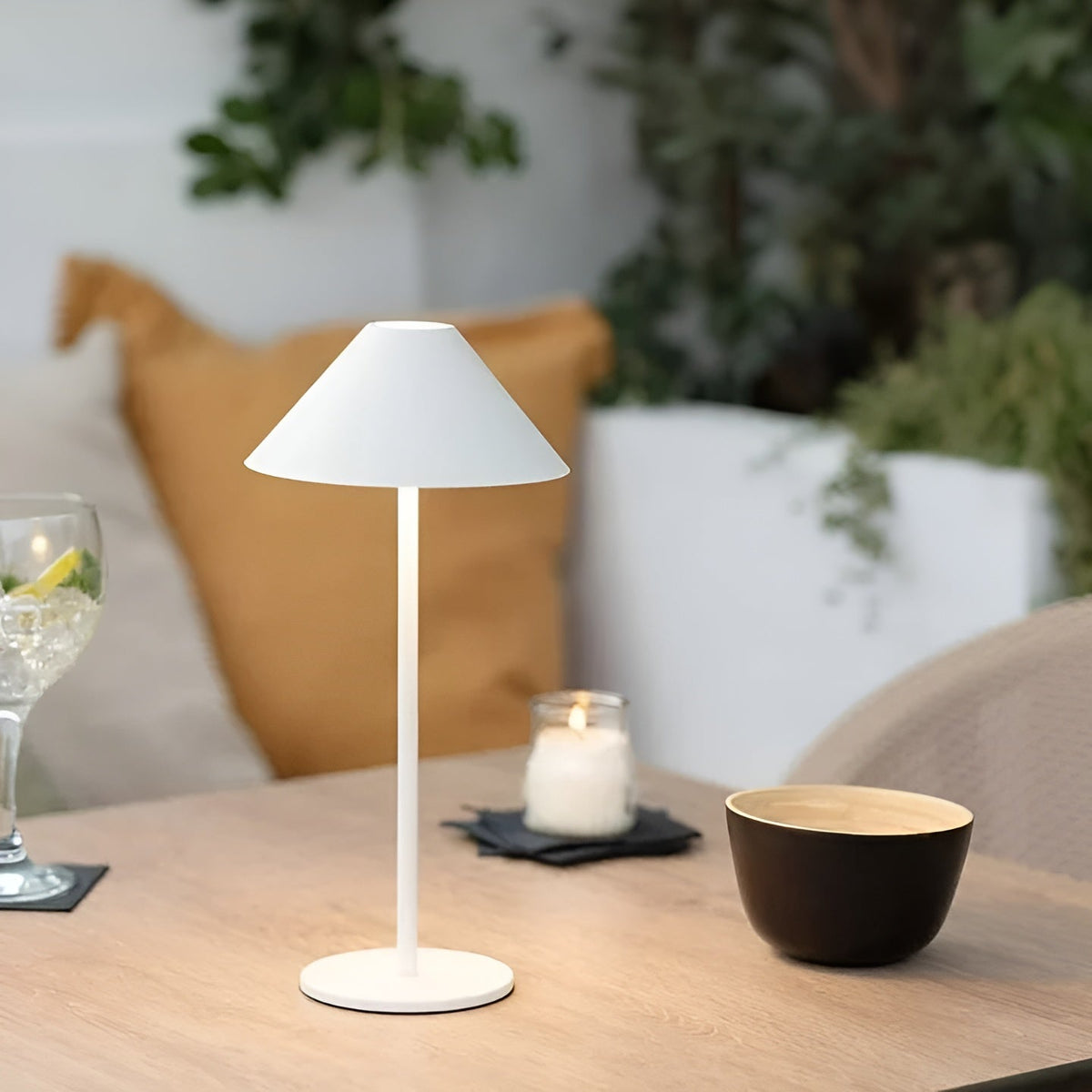 LumiLuxe Cordless Cone Table Lamp