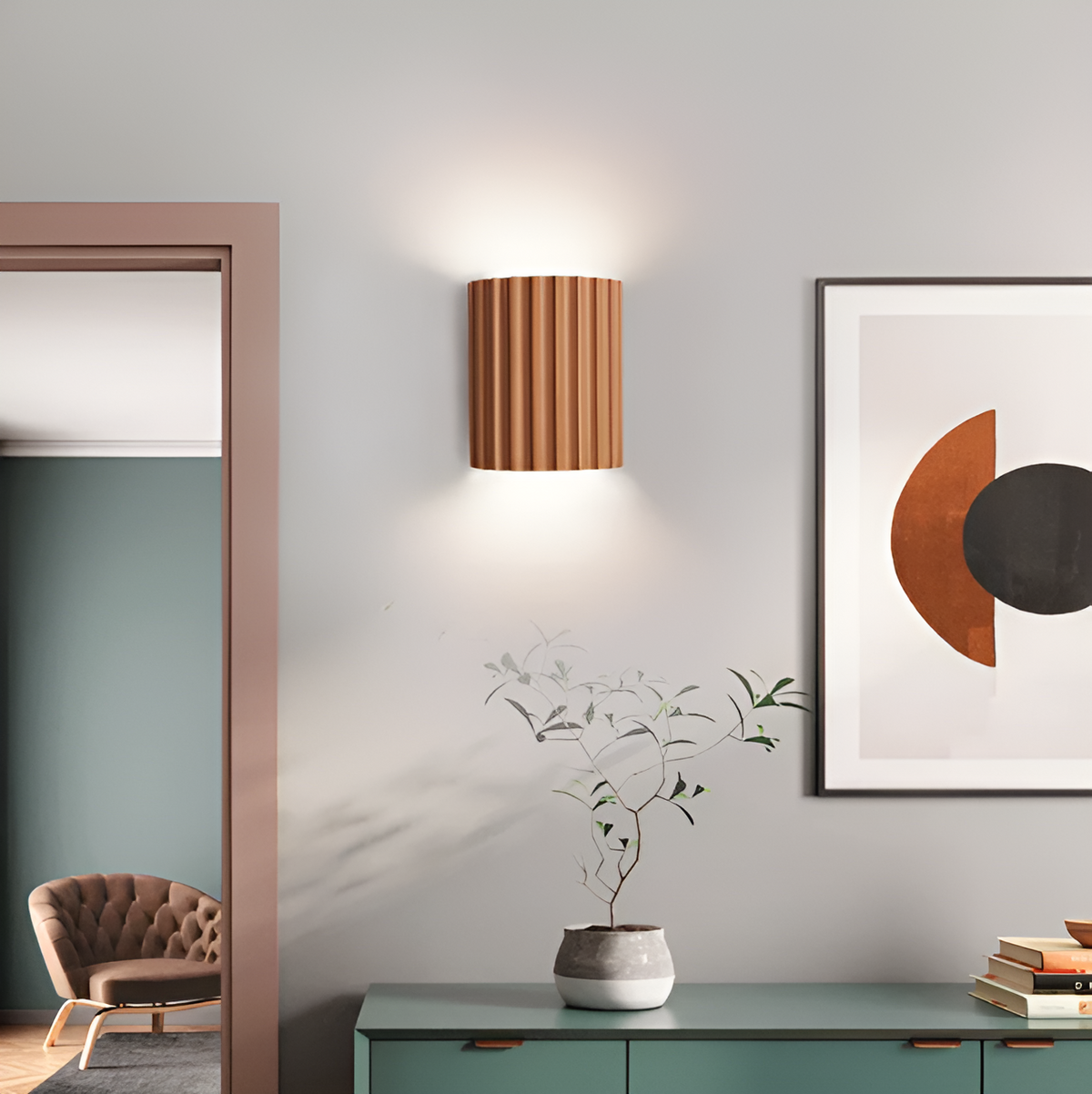 Striped Resin LED Wall Light 16cm