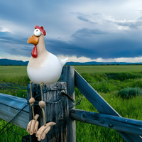 Big-Eyed Resin Chicken Statue 28cm
