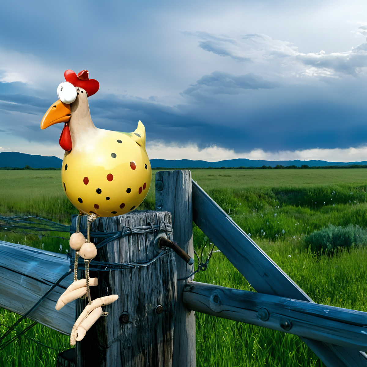 Big-Eyed Resin Chicken Statue 28cm