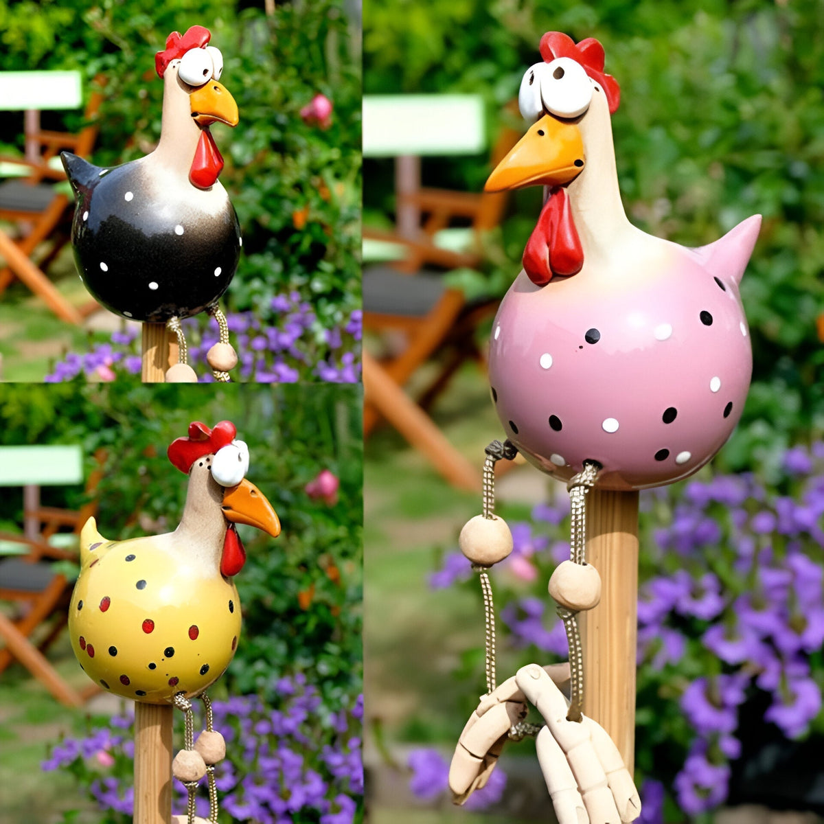 Big-Eyed Resin Chicken Statue 28cm