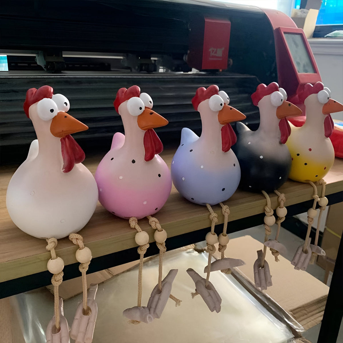 Big-Eyed Resin Chicken Statue 28cm