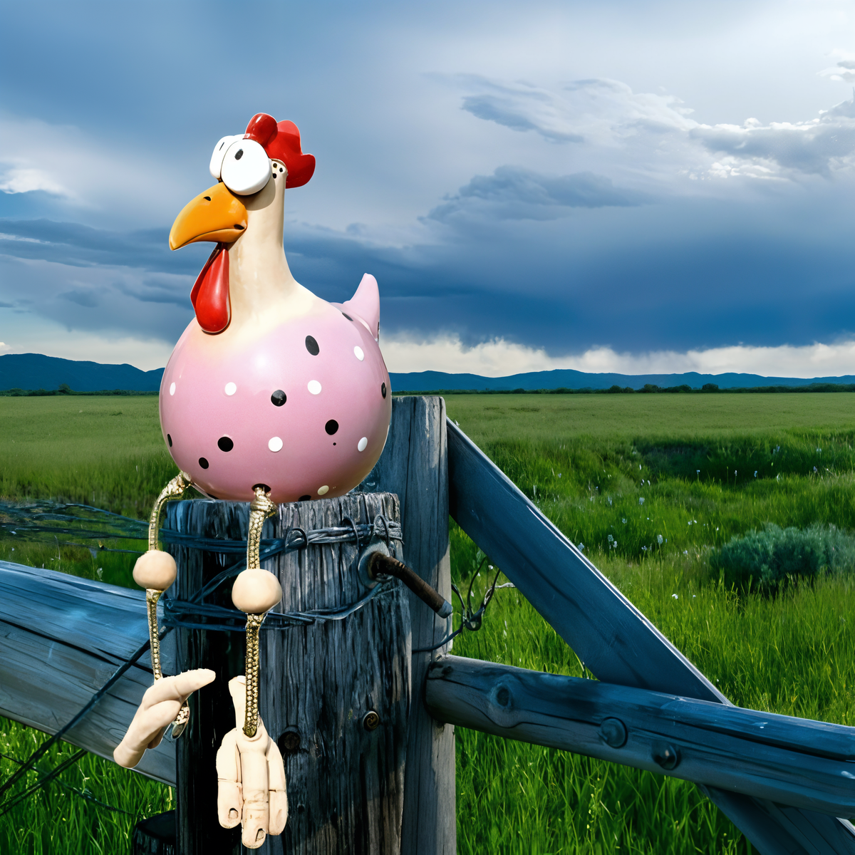 Big-Eyed Resin Chicken Statue 28cm