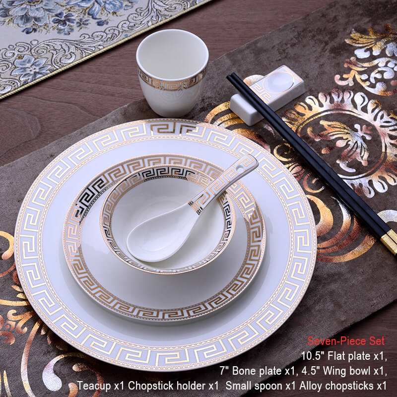 Gilt-Edged Porcelain Tableware Set