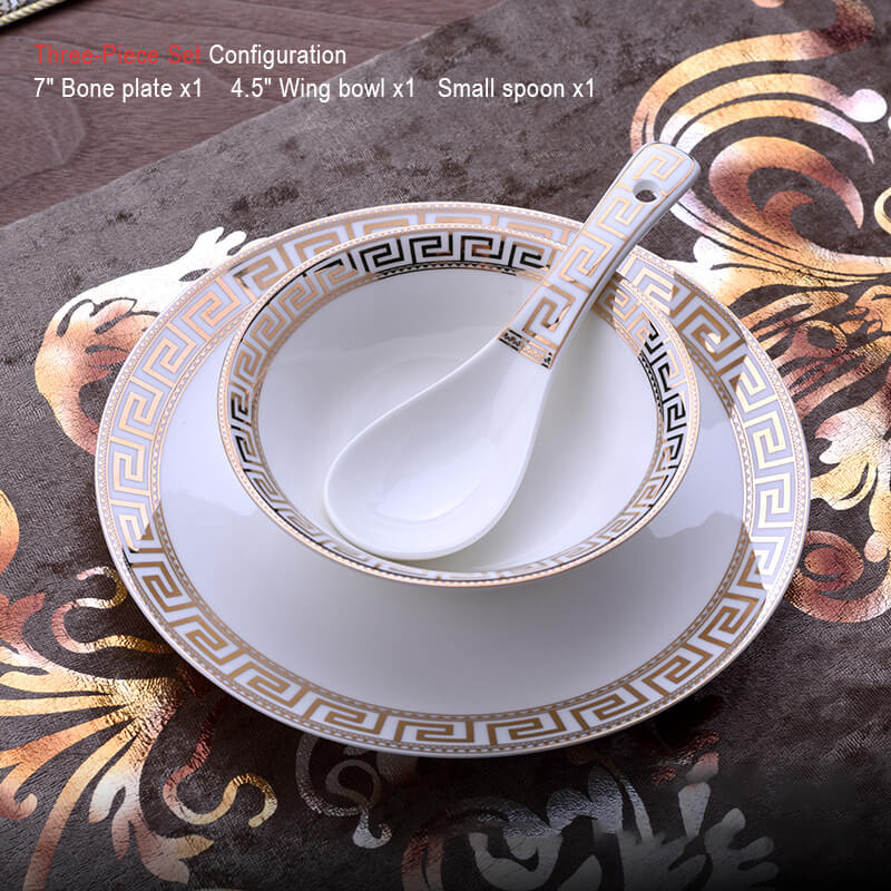 Gilt-Edged Porcelain Tableware Set