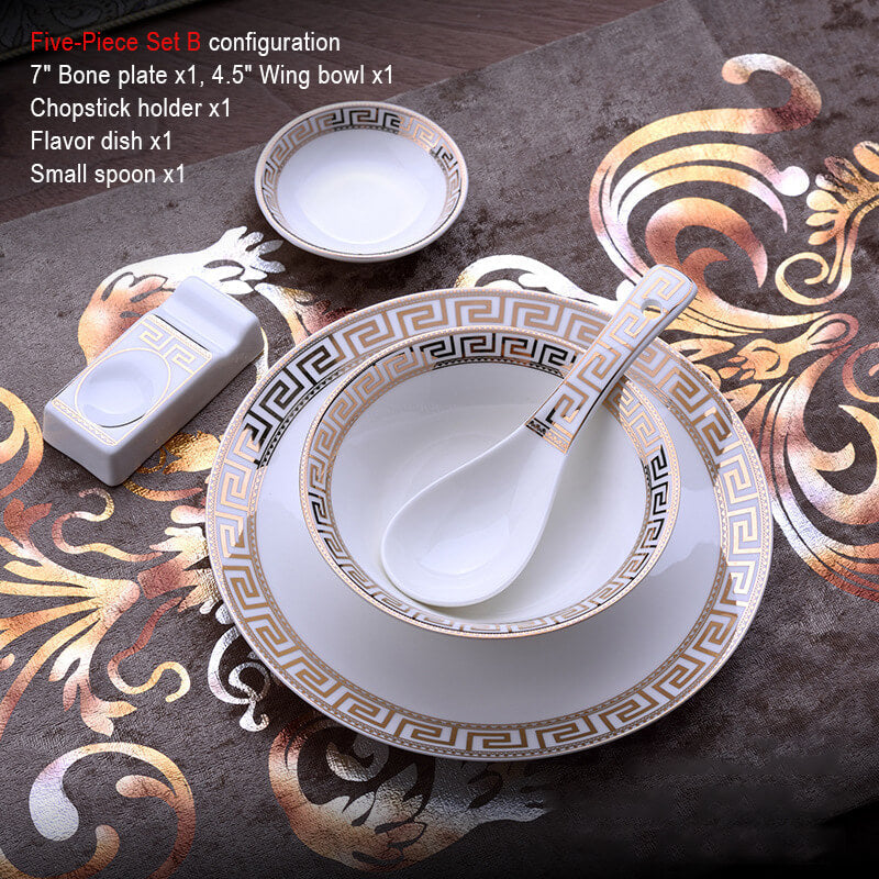 Gilt-Edged Porcelain Tableware Set