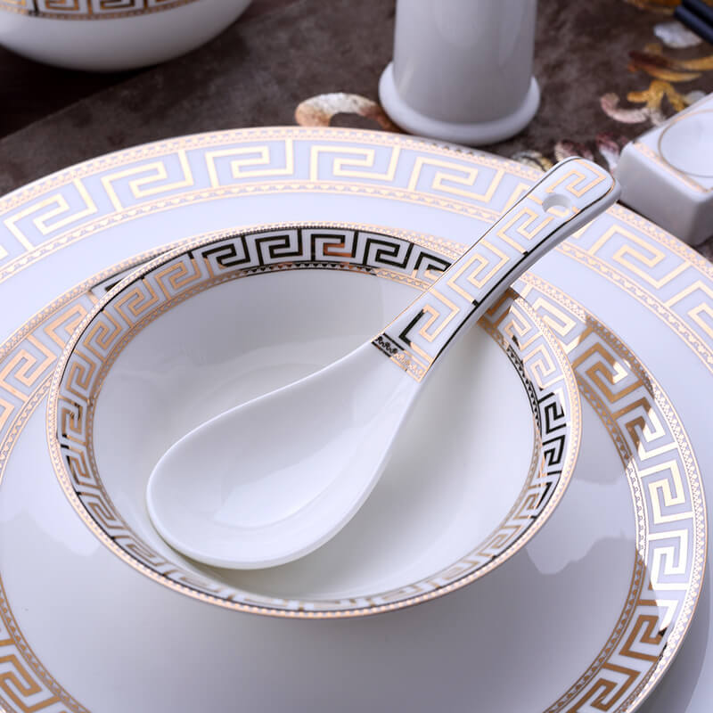 Gilt-Edged Porcelain Tableware Set