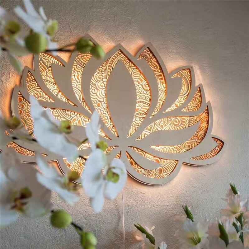 Lotus wall light lit