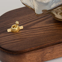 Amber Glass and Wood Table Lamp 20cm