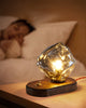 Amber Glass and Wood Table Lamp 20cm