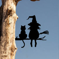 Iron Witch and Cat Garden Stake